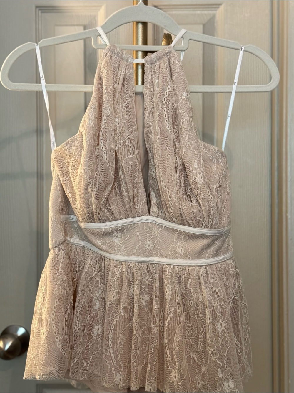 Lulus Lace Halter Peplum Top
